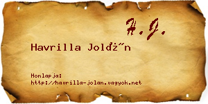 Havrilla Jolán névjegykártya